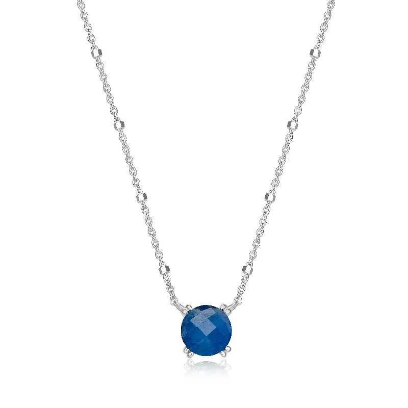 Samuel B. Sapphire Solitaire Birthstone Sparkle Necklace - September