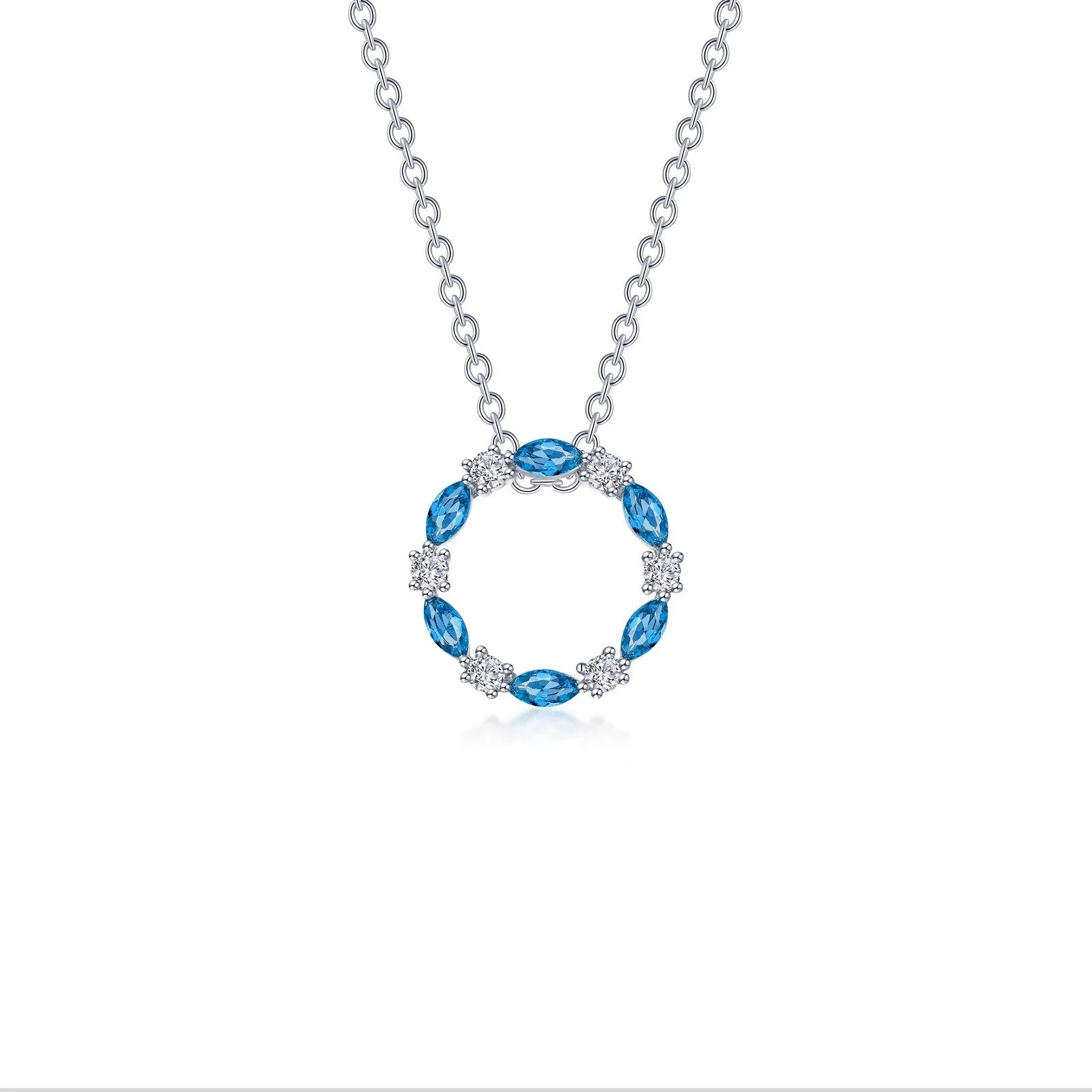 Lafonn Simulated Diamond & Blue Topaz Open Circle Necklace N0328BTP20