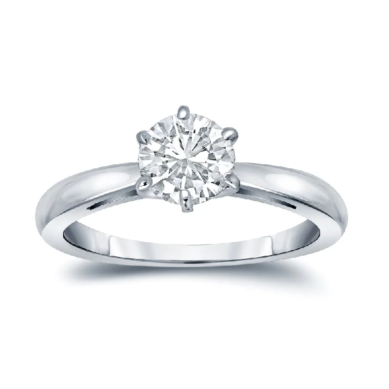 Auriya Platinum 2ctw Round 6 Prong Solitaire Diamond Engagement Ring Certified