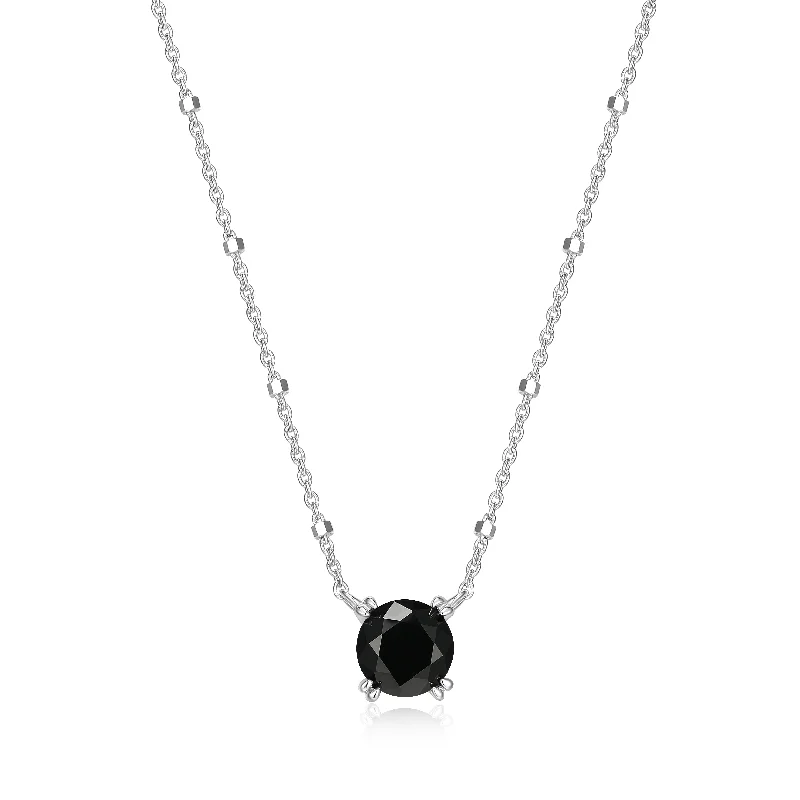 Samuel B. Black Spinel Solitaire Sparkle Necklace