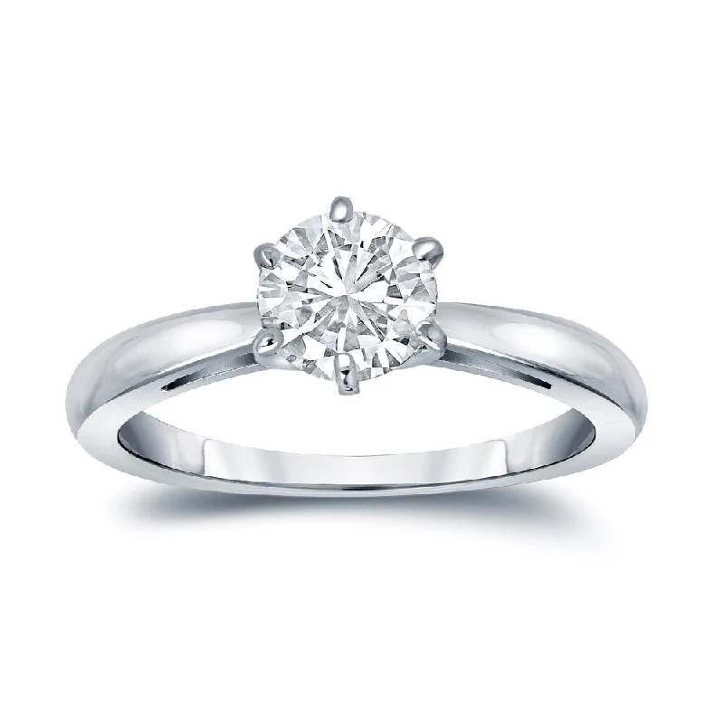 Auriya Platinum 1 3/4ctw Round 6 Prong Solitaire Diamond Engagement Ring GIA Certified