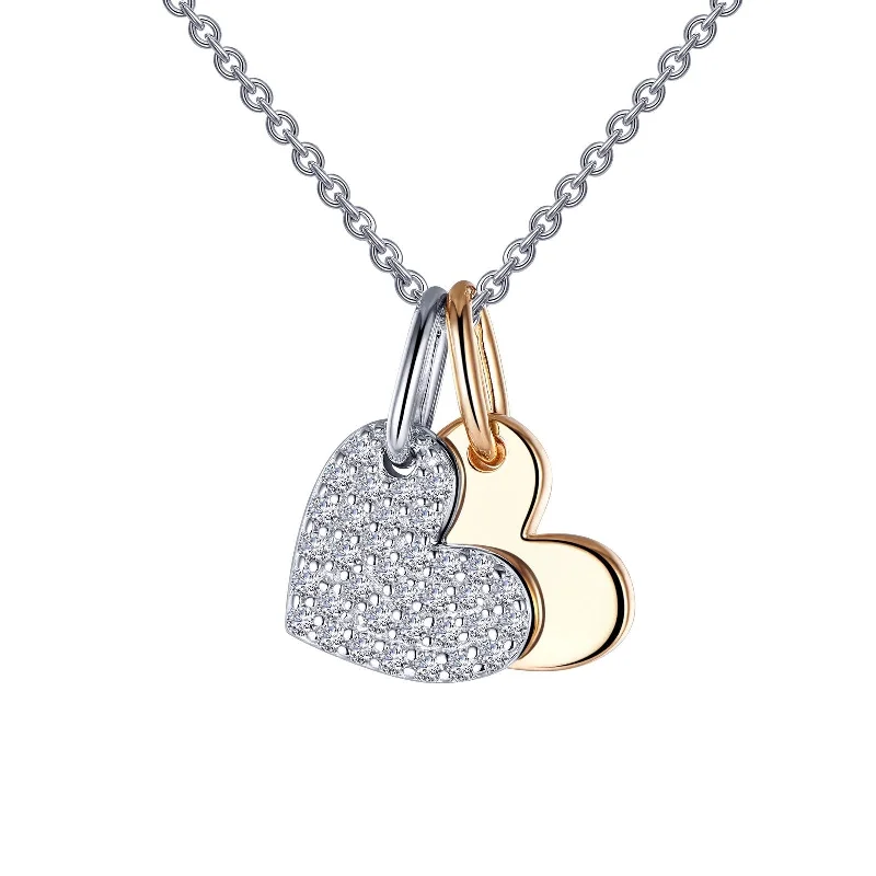 Lafonn Simulated Diamond Heart Shadow Pendant Necklace P0215CLT20