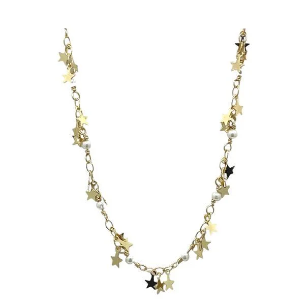 Pearl And Stars Cluster Necklace: 17" or 24" (NGC43STR)