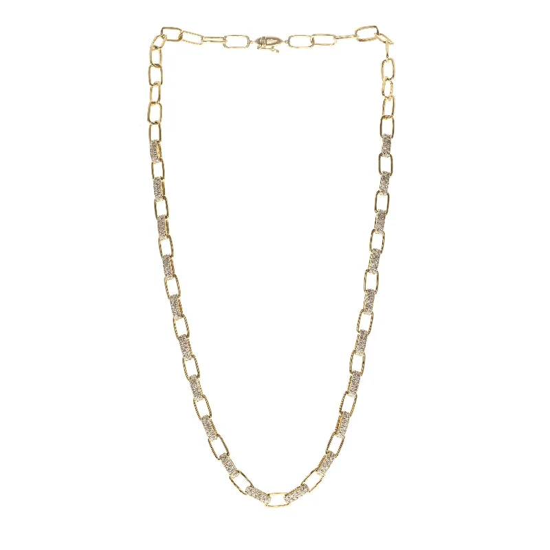 14K Yellow Gold 2.75cttw. Diamond Alternating Oval Link Necklace