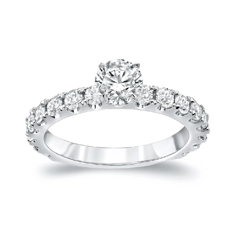 Auriya Platinum 1 1/2ct TDW Round Diamond Solitaire Engagement Ring