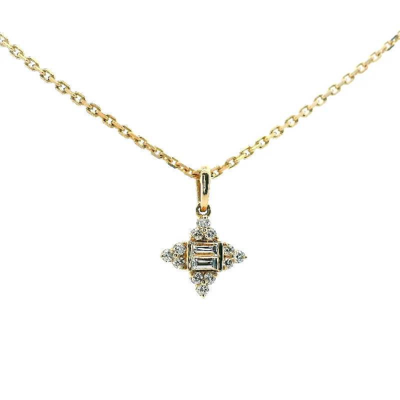 14K Yellow Gold 0.21cttw. Diamond Star Pendant Necklace