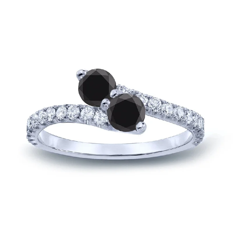 Auriya 14k Gold 3/4ctw 2-Stone Black Diamond Engagement Ring