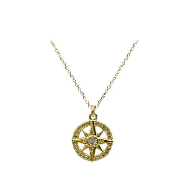 Sunburst With CZ Center Necklace: Gold Fill (NGCP465)