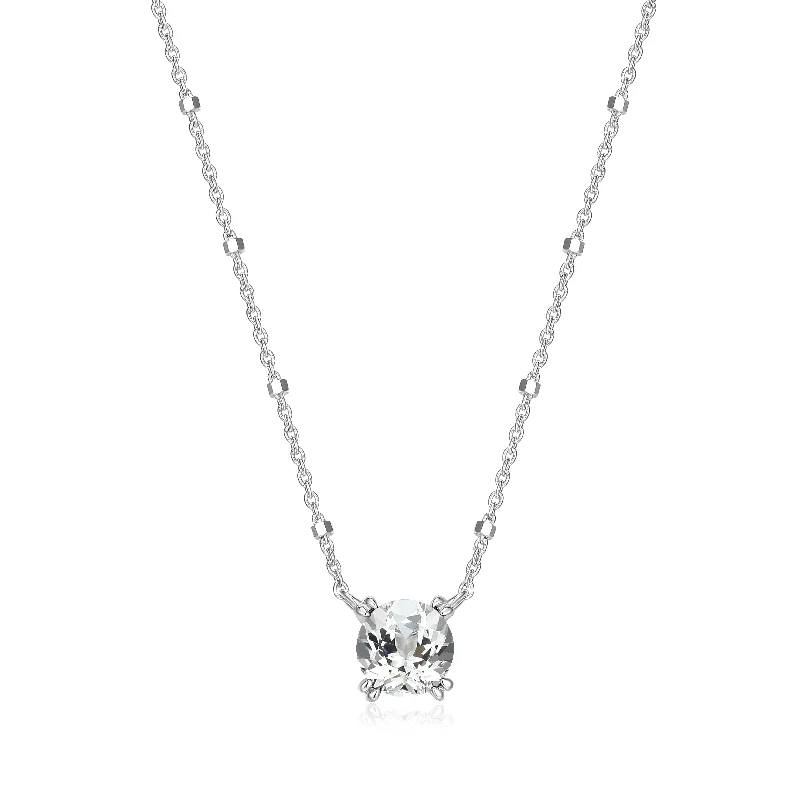 Samuel B. White Topaz Solitaire Birthstone Sparkle Necklace - April