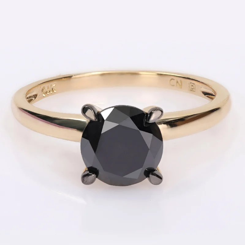 Miadora 2ct TDW Black Diamond Solitaire Engagement Ring in 14k Yellow Gold