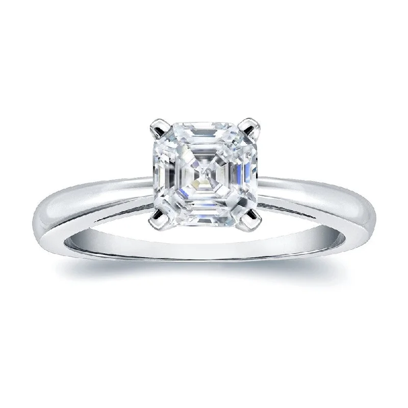 Auriya 14k Gold 3/4ctw Solitaire Asscher-cut Diamond Engagement Ring Certified