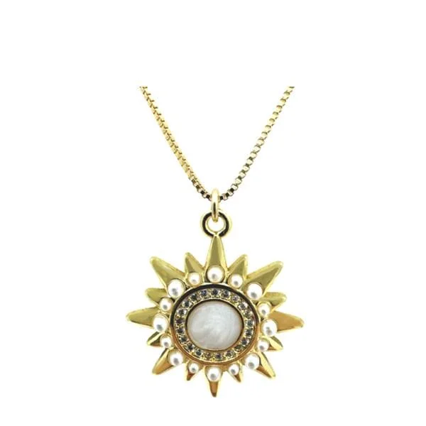 Starburst Pendant With Pearls & CZ (NGCP46035)