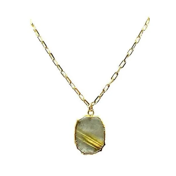 Electroform Pendant on Gold Fill Link Chain: Rutilated Quartz (NGCP749RQZ)