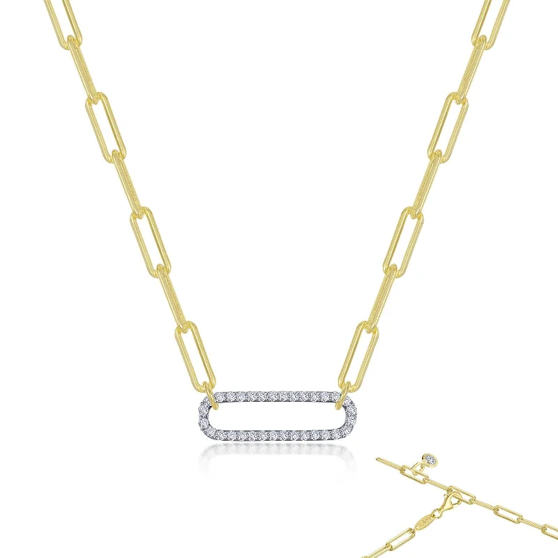 Lafonn Simulated Diamond Two-Tone Paperclip Necklace N0239CLT20