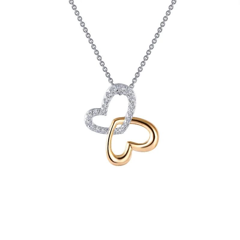 Lafonn Simulated Diamond Double Heart Shadow Necklace N0141CLT18