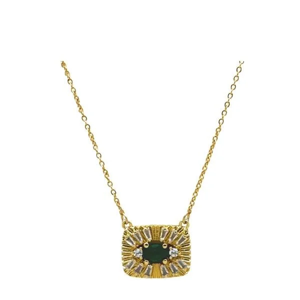 Gold Plated and Cz Pendant: (NGCH454GR)