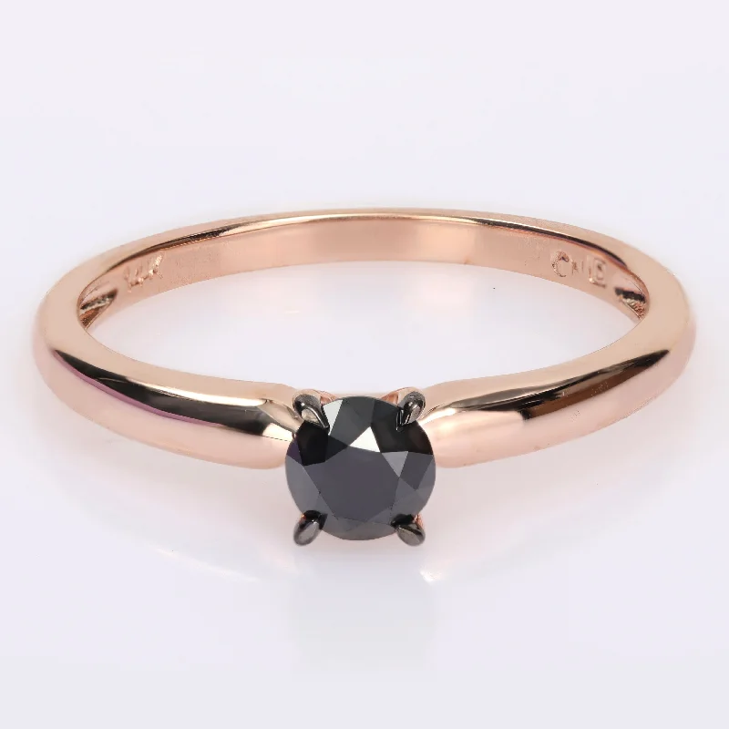 Miadora 1/2ct TDW Black Diamond Solitaire Engagement Ring in 14k Rose Gold