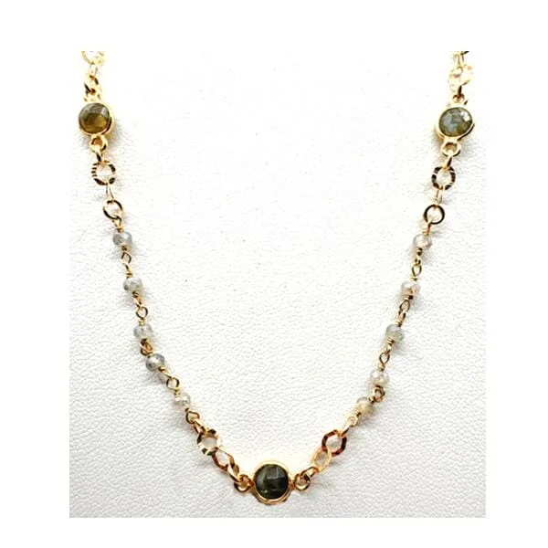 Vermeil Beaded Chain & Vermeil Connectors: Mystic Labradorite & Labradorite(NG7064LD)