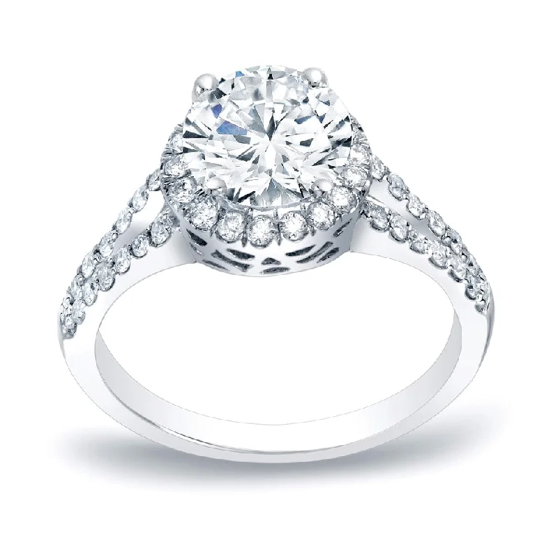 Auriya 1 1/4ctw Round Halo Diamond Engagement Ring Platinum Gold Certified