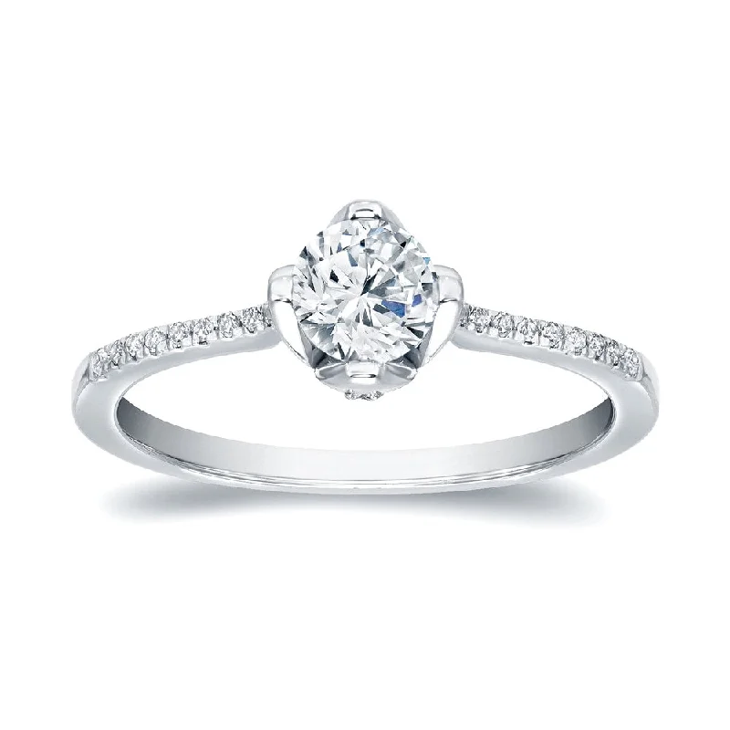 Auriya 1ctw Round Diamond Engagement Ring Platinum Certified