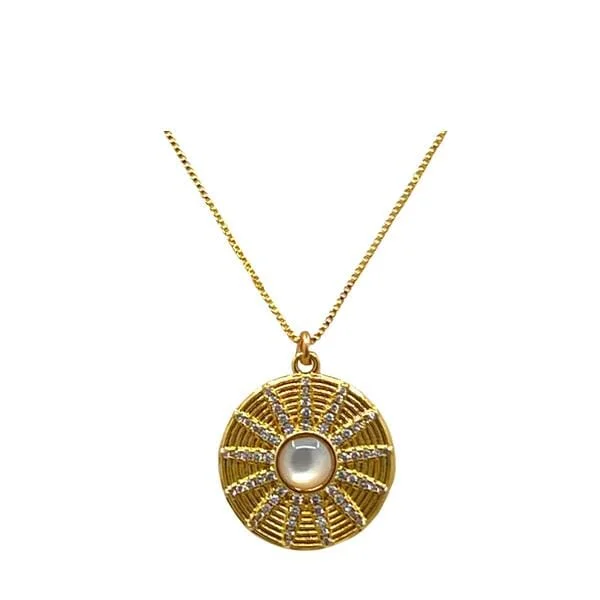 Gold Fill Sun Pendant: CZ & Pearl (NGCP4656)