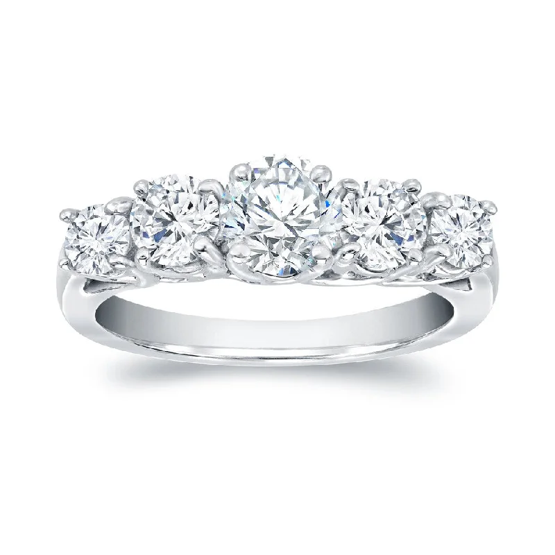 Auriya 1ctw Round 5-Stone Diamond Engagement Ring 14k White Gold