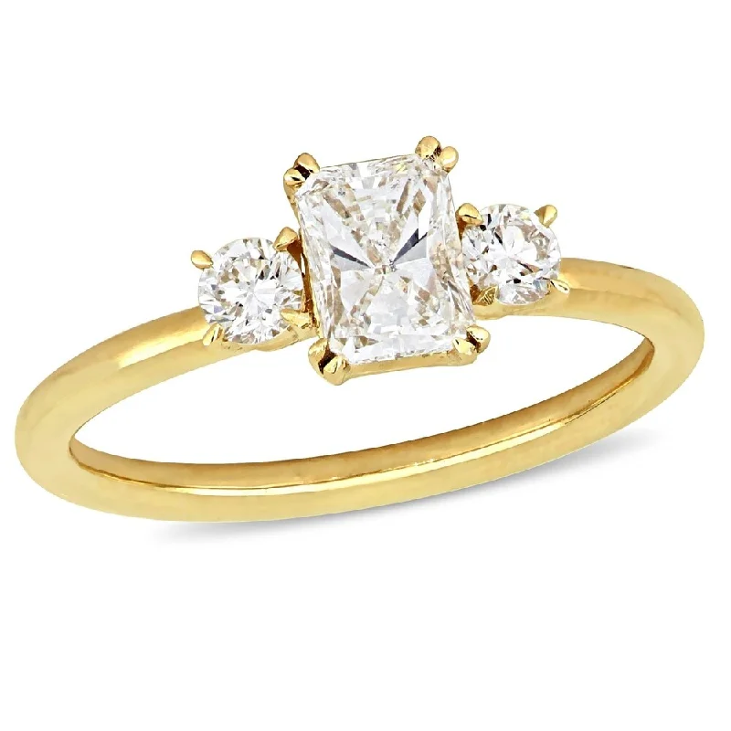 Miadora 14k Yellow Gold 1ct TDW Radiant-cut Diamond 3-Stone Engagement Ring