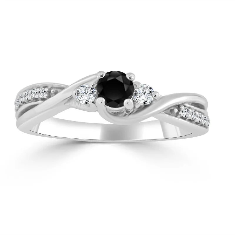 14k Gold 1/3ct TDW Twisted Black Diamond Engagement Ring by Auriya