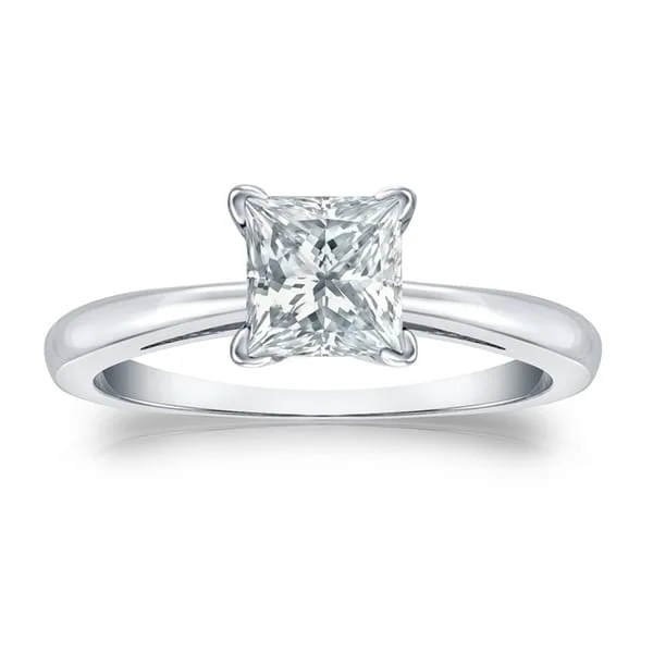 Auriya Platinum 2 1/2ctw Princess-Cut Solitaire Diamond Engagement Ring GIA Certified