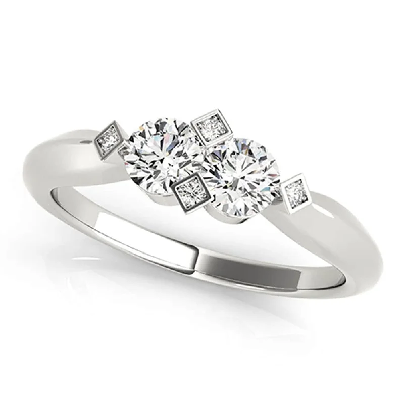 Auriya Modern 1ct TDW Round 2-Stone Diamond Engagement Ring 14k White Gold