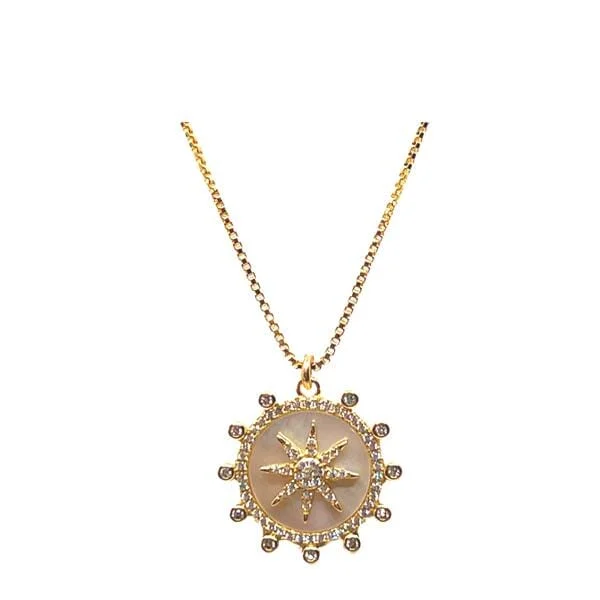 Enamel Starburst Charm on 18kt Gold Fill Chain: WT (NGCP756MN)