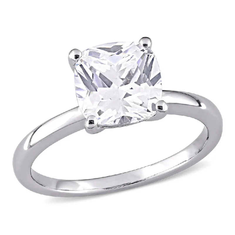 Miadora 10k White Gold cushion-cut Created White Sapphire Solitaire Engagement Ring