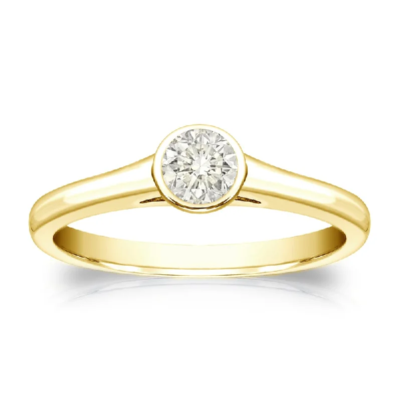 Auriya 14k Gold 1/4 carat TW Bezel-set Solitaire Diamond Engagement Ring