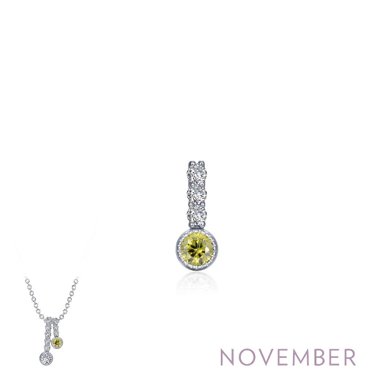 Lafonn November Birthstone Simulated Diamond & Yellow Topaz Small Love Pendant BP002YTP