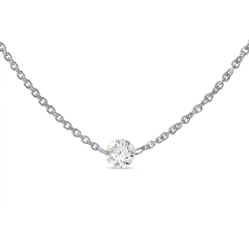 14K White Gold 0.25ct. Dashing Diamond Solitaire Necklace