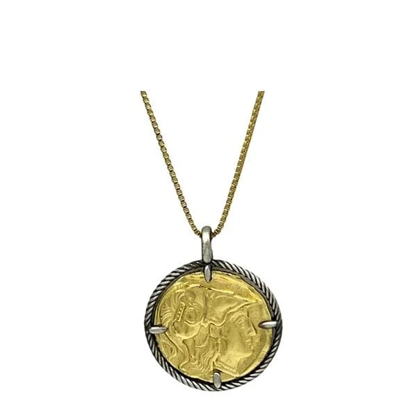 Coin: Warrior Head Coin Sterling With 14kt Gold Necklace (NGCP46HD)