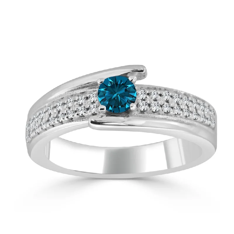 Auriya 1/2ctw Round Blue Diamond Engagement Ring 14k Gold