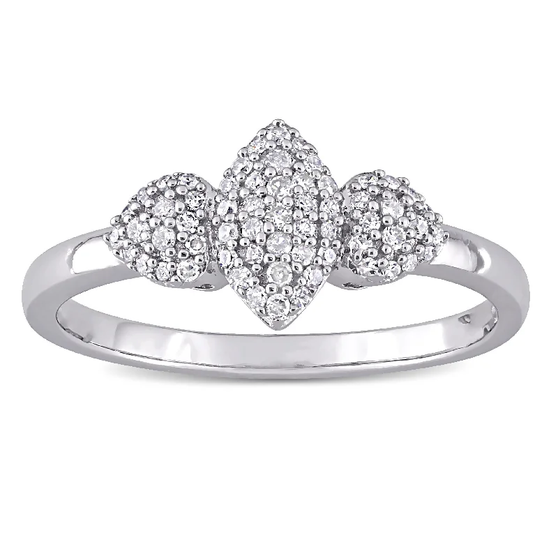 Miadora Sterling Silver 1/5ct TDW Diamond Marquise and Heart-Cut Cluster Engagement Ring