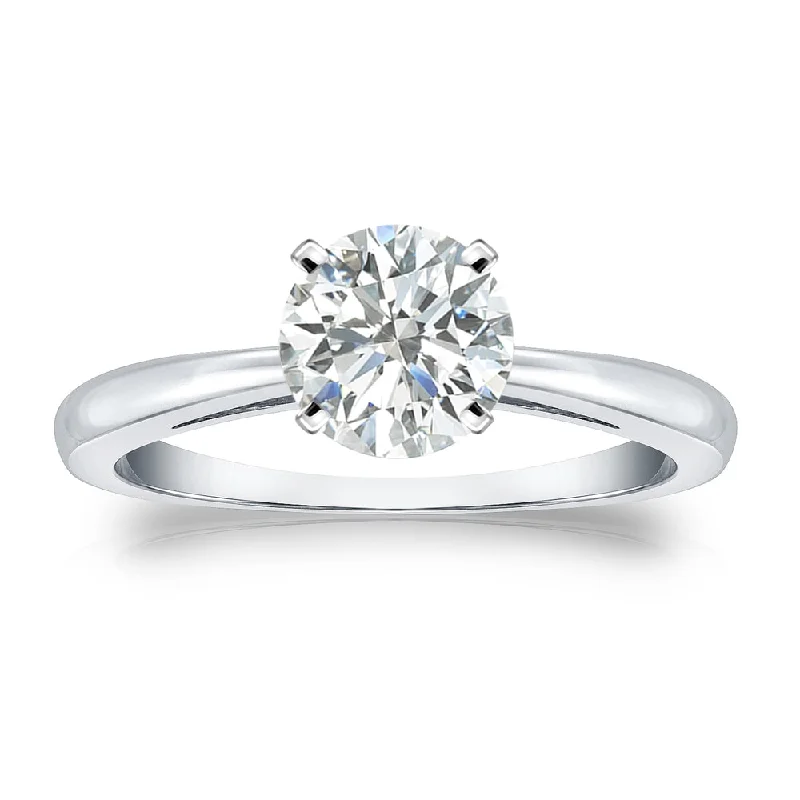 Auriya Platinum 1 carat TW Round Solitaire Diamond Engagement Ring