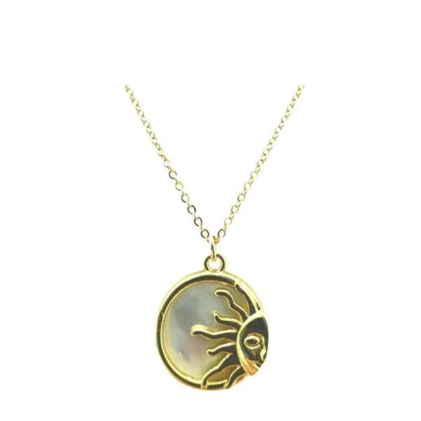 Sun on Mother of Pearl Pendant Necklace (NGCP434SN)