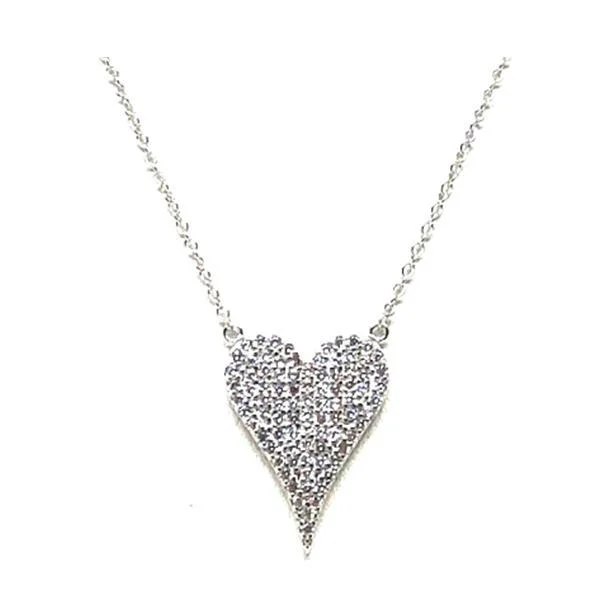 Micropave Heart Necklace: Sterling Silver (NCP45HRT)