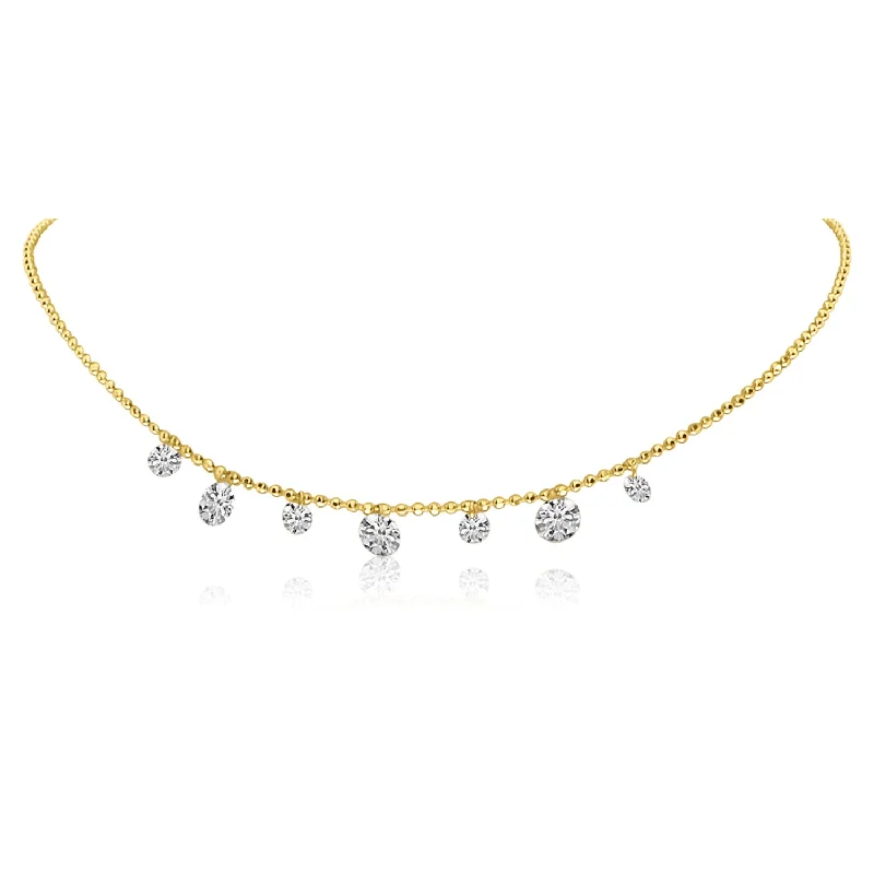 14K Yellow Gold 0.65ct. 7 Stone Dashing Diamond Necklace