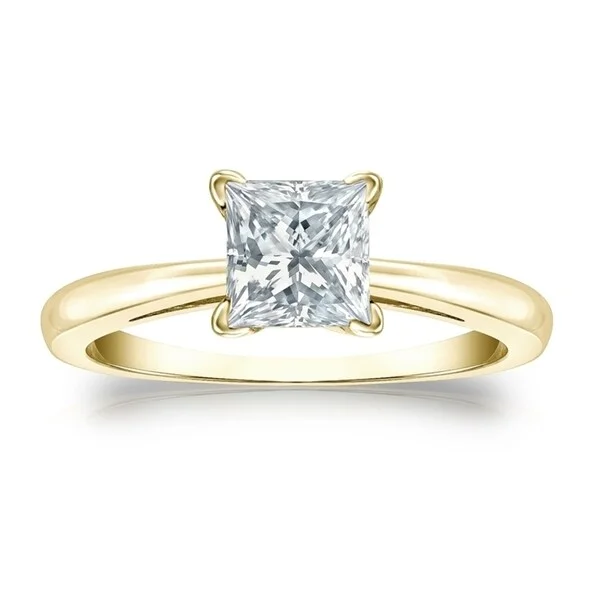 Auriya 1 1/2ctw Princess-Cut Solitaire Diamond Engagement Ring 18k Gold GIA Certified