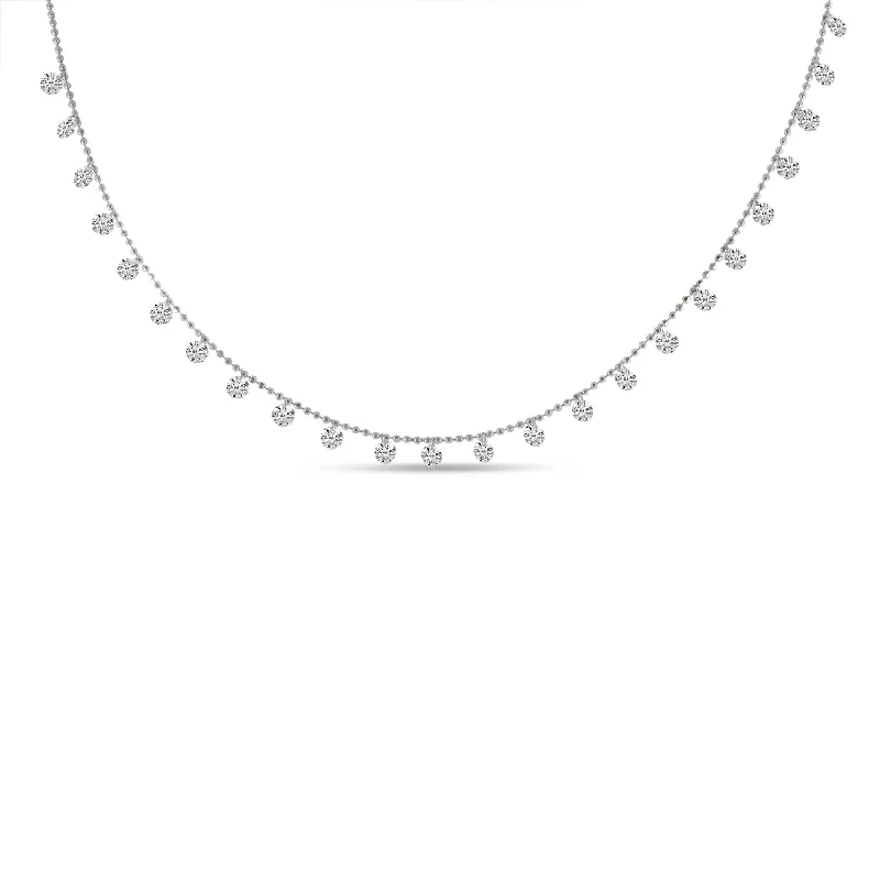 14K White Gold 1.20ct. 24 Stone Dashing Diamond Necklace