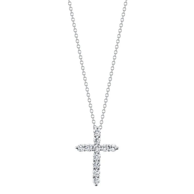 14K White Gold 0.25ct. Diamond Cross Necklace