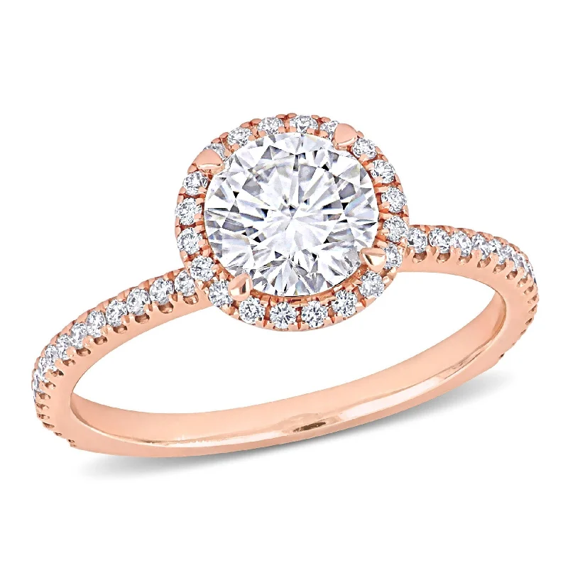 Miadora 1 1/3ct TDW Diamond Halo Engagement Ring in 14k Rose Gold