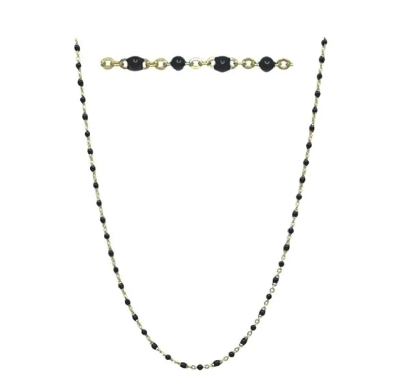 2mm Enamel Beaded Necklace: Black Vermeil or Plated (_NG7004X)