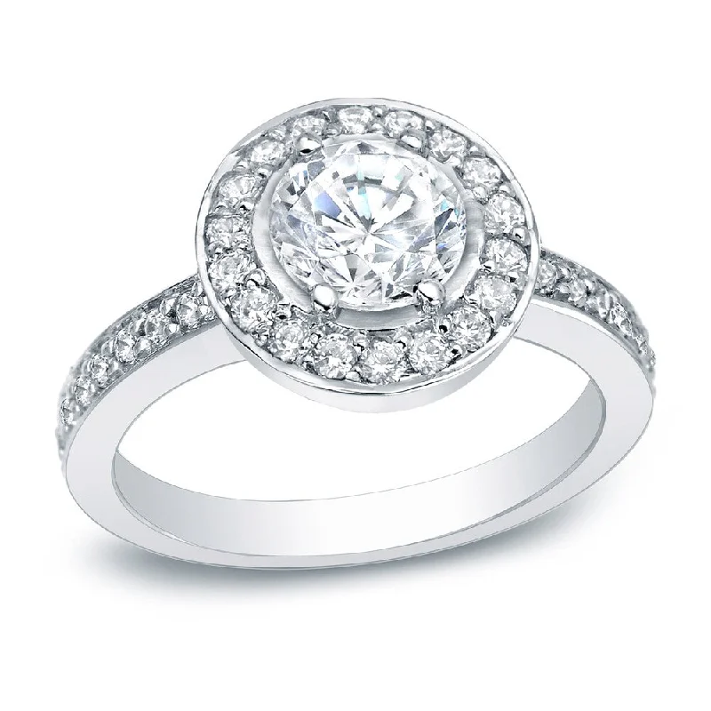 Auriya Platinum 1 1/2ctw Certified Halo Diamond Engagement Ring