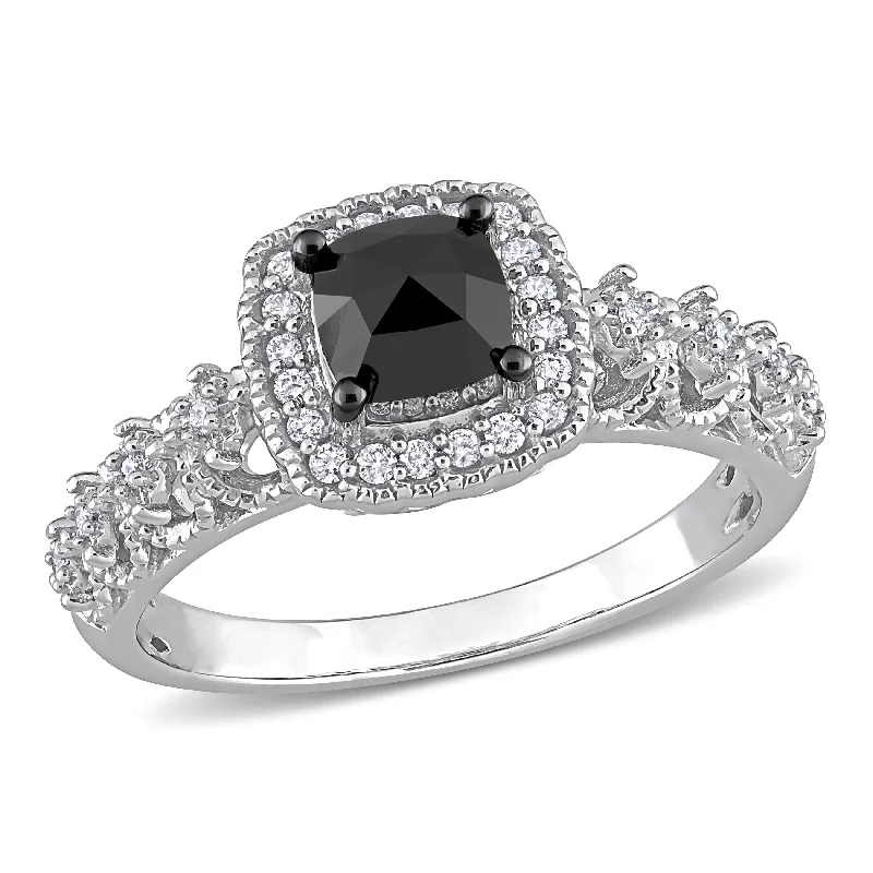 Miadora 1 1/8ct TDW Cushion-cut Diamond Vintage Halo Engagement Ring in 14k White Gold