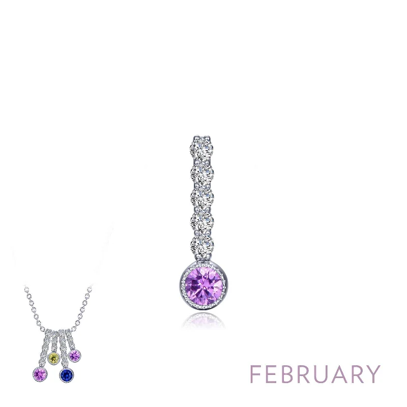 Lafonn February Birthstone Simulated Diamond & Amethyst Large Love Pendant BP003AMP